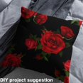 thumbnail image 2 of jejeloiu Romantic Rose Floral Fabric by the Yard 2 Yards,Spring Rustic Flower Room Decor Fabric by the Yard,Red Green Black Fabric for Sewing For Teens,Microfiber Bedroom Decor, 2 of 6