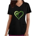 thumbnail image 3 of lcziwo Womens St Patricks Day Scrub Tops 2025 Fashion Heart Print Irish Shirts Summer Casual V Neck Short Sleeve Scrubs with Pockets Black L Prime Today, 3 of 5