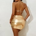thumbnail image 4 of Women Swimsuits Solid Color Glitter Fabric Backless Separates Bikini Gold Womens Bathing Suits M, 4 of 7