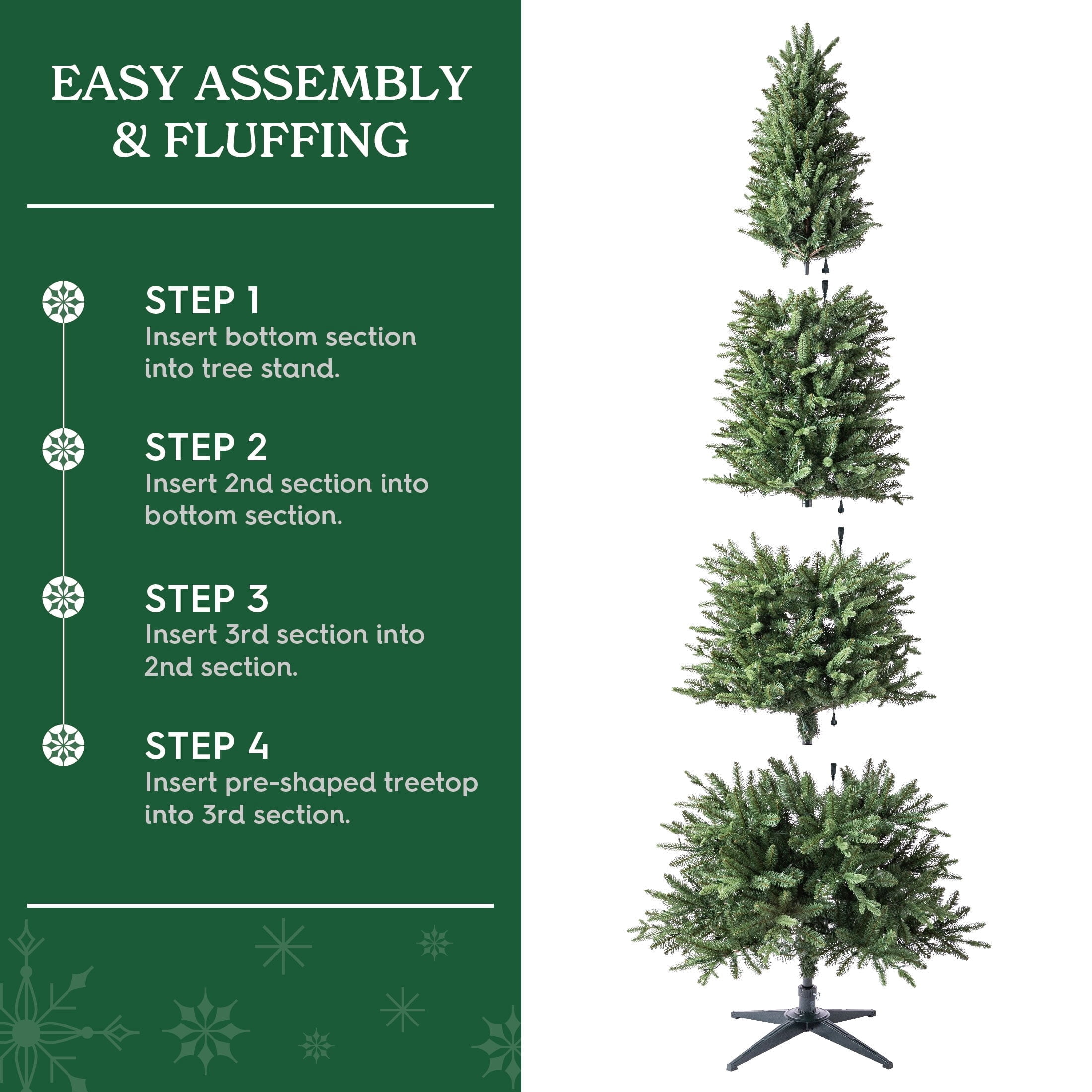 9' Pre-Lit Sanford Pencil Fir Green Artificial Christmas Tree with 500 Warm White LED Lights and Stand, by Holiday Time