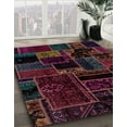thumbnail image 2 of Ahgly Company Indoor Square Abstract Maroon Purple Patchwork Area Rugs, 4' Square, 2 of 6