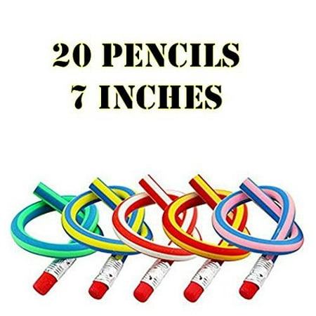 Striped Pencil - Multi Colored Striped Magic Bendy Pencil With Eraser, 7 Inches Long, Soft Novelty Pencil For Kids Students Gift - Great Fun To Play With!! Pack Of 20