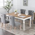 thumbnail image 3 of GAKMCIL Linen Dining Chair (Set of 2), Comfy Tufted Fabric Upholstered Dining Chair with Nailhead Trim, Solid Wood Legs, Weight Capacity 300lb for Dining Room and Kitchen (Gray), 3 of 14