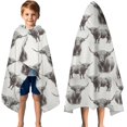 thumbnail image 3 of White Highland Cow Sketch Pattern Hooded Bath Towel，50"x30" for Ages 3 To 12 Kids, Quick Dry Lightweight Soft Microfiber Hood Beach Towel Cover Up for Kids, 3 of 7
