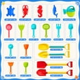 thumbnail image 7 of FVLOENG Beach Toy 31 Piece Sand Bucket Toys Shovels Set,Beaches Essentials Sandbox Mesh Bag,with Sifter,Includes Water Wheel  Tool Watering Can,Rake Molds,for Travel,Baby Kids Toddlers Age 3-10, 7 of 7