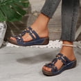 thumbnail image 6 of Hurxie Flat Sandals for Women Dressy: Comfortable Flats Sandals Women Open Toe Women Walking Shoes Summer Navy 37, 6 of 7