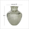 thumbnail image 4 of DecMode Silver Aluminum Metal Round Engraved Decorative Vase, 13" x 16", 4 of 8