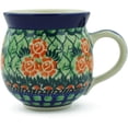 thumbnail image 3 of Polish Pottery Bubble Mug 12oz Polmedia Red Impatiens Theme UNIKAT Hand Painted in Boleslawiec, Poland + Certificate of Authenticity, 3 of 6