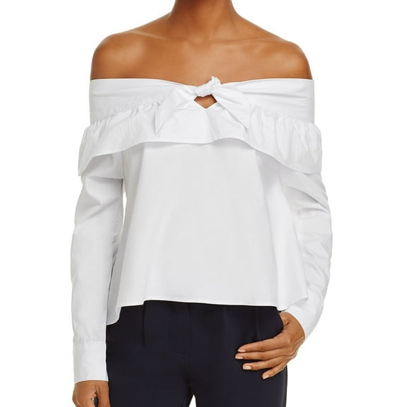 The Fifth Label Womens Off The Shoulder Pullover Blouse, White, X-Small