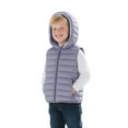 thumbnail image 4 of Girls Puffer Vest Hooded Grey Down Vest Zipper Lightweight Waterproof Sleeveless Outwear Vest for Boys 9-10 Years, 4 of 7