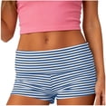 thumbnail image 2 of Axiiglly Shorts for Women Low Rise Striped Fold Over Y2K Cotton Stretchy Lounge Micro Shorts Soft Yoga Mini Shorts, S-2XL, 2 of 6