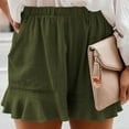 thumbnail image 2 of Womens Summer Shorts Casual Solid Color Elastic Waist Ruffles Short Pants Ladies Plus Size Loose Beach Shorts, 2 of 8