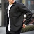 thumbnail image 2 of Male Autumn And Winter Brushed Shirt Jacket Long Sleeve Lapel Multi Pocket Solid Color Coat, 2 of 8