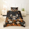 thumbnail image 2 of Homewish Cute Bat Wreath Twin Duvet Cover for Girls, Orange Maple Rose PumpkinFloral Twin Bedding, Halloween Reversible, 2-Piece, 1 Duvet Cover and 1 Pillowcase, 2 of 6