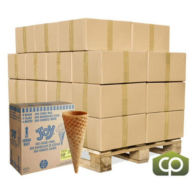JOY #310 Sugar Ice Cream Cone, Professional Bulk Pallet, 800/Case (24 Cases/Pallet) – Total 19,200 Cones