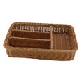 thumbnail image 2 of Cesta de almacenamiento dividida Cesta tejida para cubiertos Soporte multifuncional para utensilios para Marrón oscuro L, 2 of 9