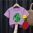 thumbnail image 3 of XIMIN Toddler Kids Casual Clothes Teens Short Sleeve T Shirt Baby Boys Girls Gifts Watermelon Magic Changing Flip Sequins T Shirt Top Girl Clothes, 3 of 3