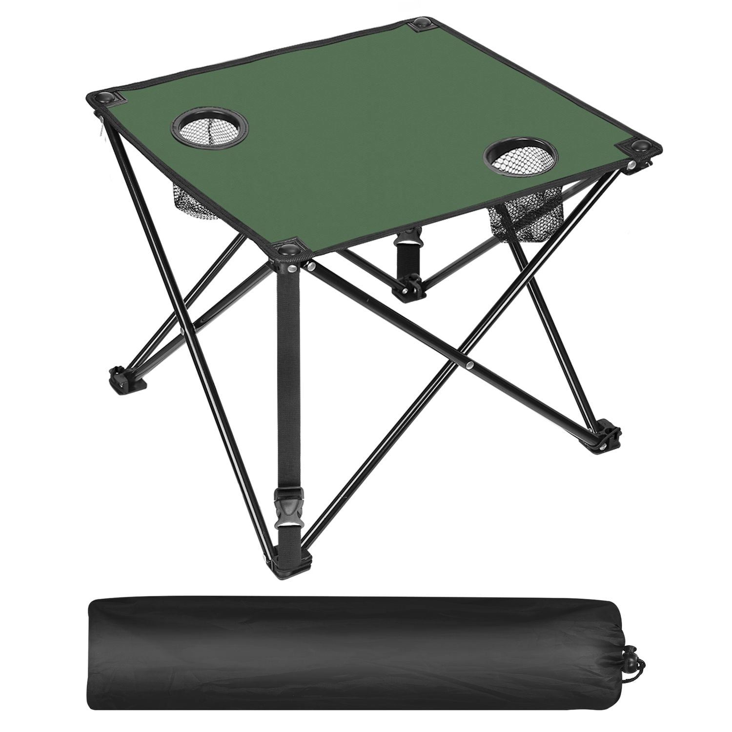 Foldable Camping Table Portable Picnic Table Lightweight Travel Desk with 2 Cup Holders Carrying Bag