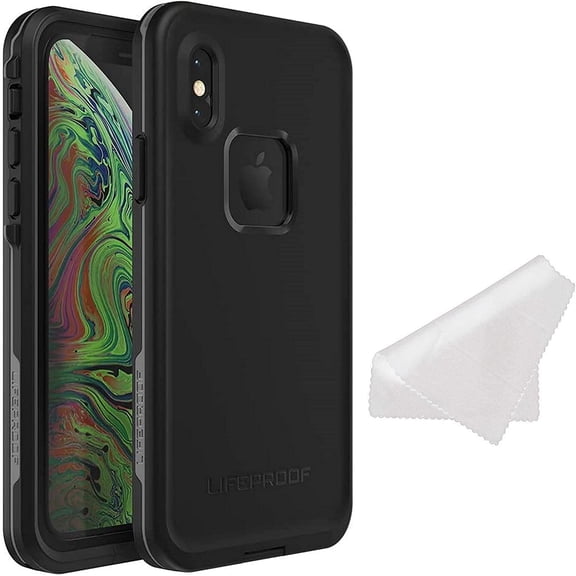 LifeProof FR Series Waterproof Case for iPhone Xs ONLY with Cleaning Cloth - Non Retail Packaging - Asphalt Black/Dark Grey