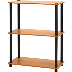 Furinno Durable 23.6"W x 11.6"D x 29.5"H 3-Shelf Freestanding Shelving Unit, Light Cherry and Black