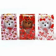 Case of [36] 7" Plush Bears in Heart Gift Bag
