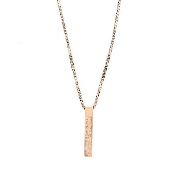 Zhuge Colgante de collar hecho a mano, con columnas largas para una simplicidad y versatilidad personalizadas. Collar de acero de titanio (rosa)