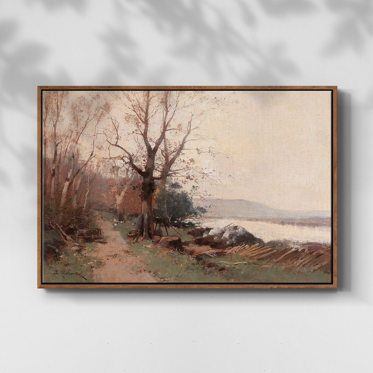 Vintage Landscape-CCCLVIII By Wexford Home Framed in Walnut Wood Gallery Wrapped Canvas 27 in. x 41 in.