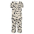 thumbnail image 4 of Frostluinai Womens Summer 2 Piece Pajama Sets Short Sleeve Henley Shirts with Capri Pants Graphic Sleepwear Lounge Ladies Pjs Sets with Pockets, 4 of 5
