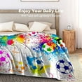 thumbnail image 3 of Soccer Blanket Sports Soccer Ball Throw Blanket Ultra Soft Flannel Blanket Gifts for Kids Adults 50"X40", 3 of 6