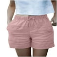 thumbnail image 3 of Juslio Women's Shorts Drawstring Solid Casual Pockets Loose Comfy Cotton Linen Shorts Women, 3 of 7
