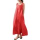 thumbnail image 1 of Vestido sin mangas de playa para mujer Vestido de dama de color sólido de algodón informal (Rojo 4XL) Tmvgtek Para estrenar, 1 of 9