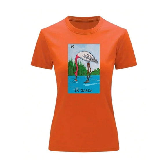 Playera Unisex De La Garza De La Loteria Mexicana Color Anaranjado Talla Mediana Marca Emil SaEs
