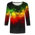 thumbnail image 3 of Patlollav Ladies Independence Day Printed Round Neck Three Quarter Sleeve 3/4 Sleeve T-shirt Loose Tops, 3 of 6