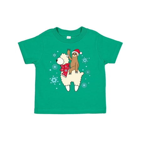 

Inktastic Christmas Cute Sloth and Llama Gift Toddler Boy or Toddler Girl T-Shirt