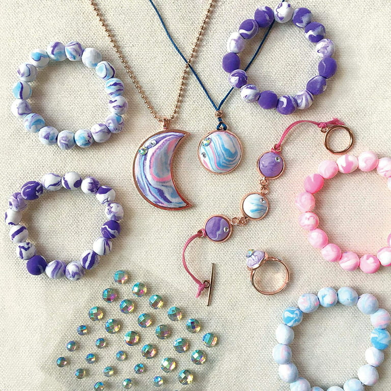 Pink and Blue Tie Dye Beads, Unique Beads, Mermaid Beads for