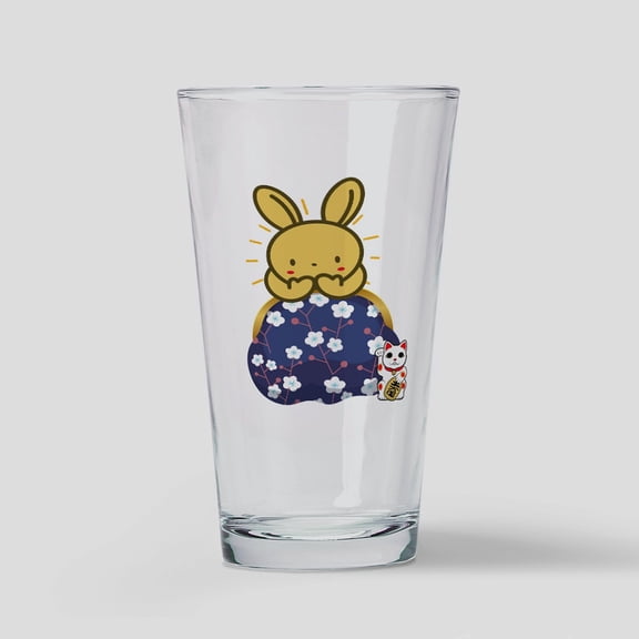 CafePress - Japanese Style Rabbit With Purse - Pint Glass, Drinking Glass, 16 oz. CafePress