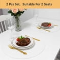 thumbnail image 5 of White Round 13 Inch Placemats Set of 2, Modern Minimalist Pure Soild Color HeatResistant Non Slip Place Mats for Dining Table, Wipeable Braided Kitchen Table Mats for Housewarming, 5 of 9