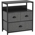 thumbnail image 4 of Nightstand with 3 Drawers, Dresser with Storage Shelf, Bedside Table/Closet Organizer, Rustic Fabric Linen Bins & Wooden Top for Bedroom, Hallway, Hotel (Dak Grey), 4 of 4