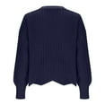 thumbnail image 6 of Cropped Sweater Cardigans for Women Teen Girls Button Up Knitted Blouse Drop Shoulder V Neck Long Sleeve Outerwear (One Size, Navy), 6 of 6