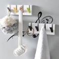 thumbnail image 3 of 2Pcs Piano Coat Rack, Adhesive Wall-Mounted Coat Hook, Foldable Punch-Free Wall Hooks, Adhesive Key Hanger with 4 Hooks Kitchen Shelf Organizer Storage Rack for Glass, Door, Mirror, Window, 3 of 7
