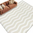 thumbnail image 3 of Cream Stripe 5x8 Area Rugs, Modern Abstract Waves Beige Striped Non-Skid Rubber Backing Large Rectangle Rugs - Living Room Bedroom Home Office, Indoor Floor Mat Carpets Washable Rug, 3 of 9