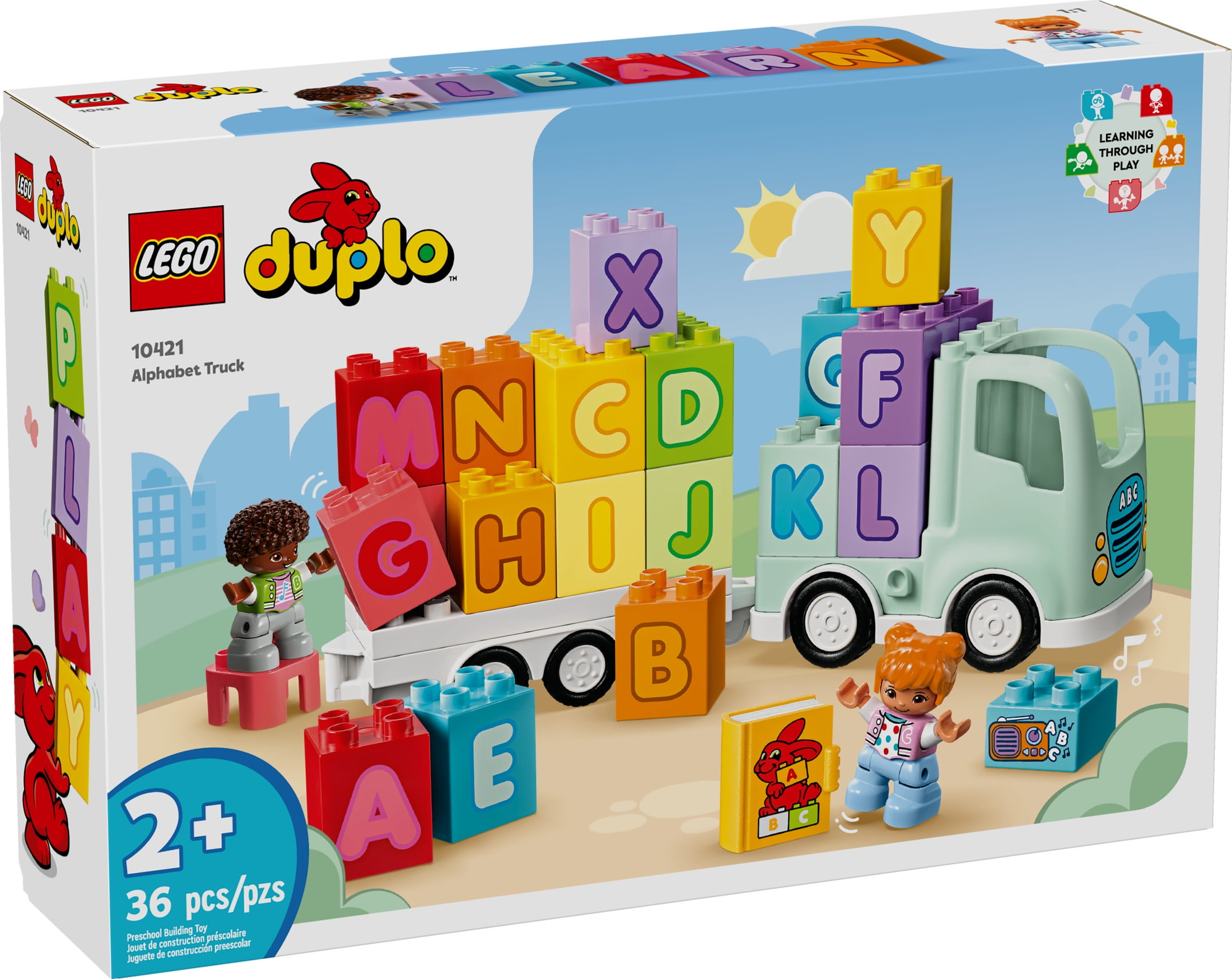 LEGO DUPLO Town Alphabet Truck Toy, Construction Toy for Kids Aged 2 and Up, ABC Learning Vehicle with a Trailer Carrying Alphabet Bricks with Boy and Girl Figures, Toddler Educational Toy, 10421