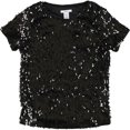 thumbnail image 1 of bar III Blusa de malla con lentejuelas para mujer, negro, XX-Small, 1 of 2