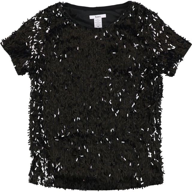 bar III Blusa de malla con lentejuelas para mujer, negro, XX-Small