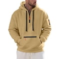 thumbnail image 2 of Men's Fleece Hoodie Casual Long Sleeve 1/4 Zipper Pullover Vintage Workout Sweatshirt Sweatshirt, 2 of 9