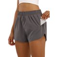 thumbnail image 6 of SAYOO Women Running Shorts, Solid Color Double Layer Elastic Waist Loose Casual Gym Short Pants with Zip Pocket, 6 of 9