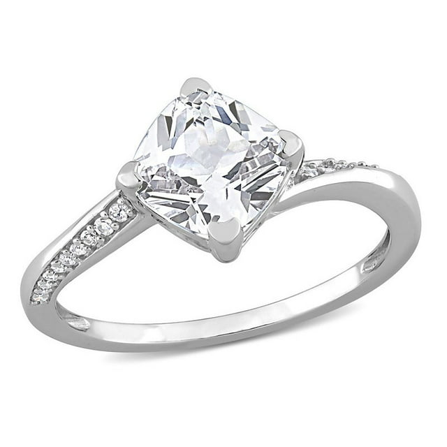 2.00 Carat (ctw) Lab-Created White Sapphire Ring in 10K White Gold