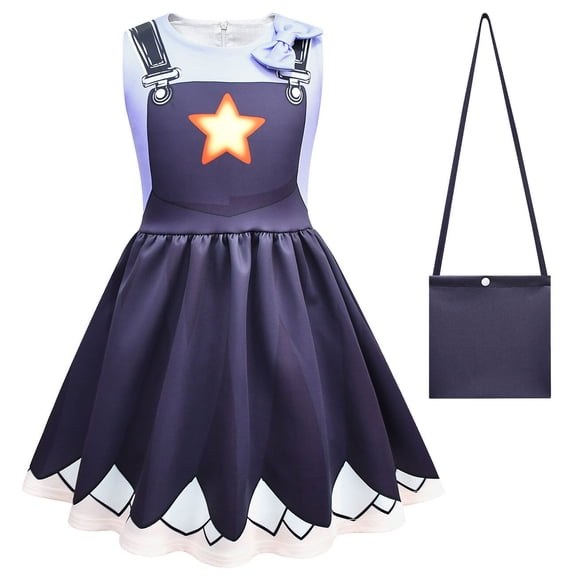 Creepy Cute Horror Cosplay Costume for 3-10Y 3D Printed Sleeveless Halloween Party Outfit with Bag