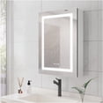 thumbnail image 3 of JERFIT 20x28 Inch Silver Aluminum LED Bathroom Medicine Cabinet with Mirror, Anti-Fog, Dimmable Light, Wall Mounted Storage, 3 of 10
