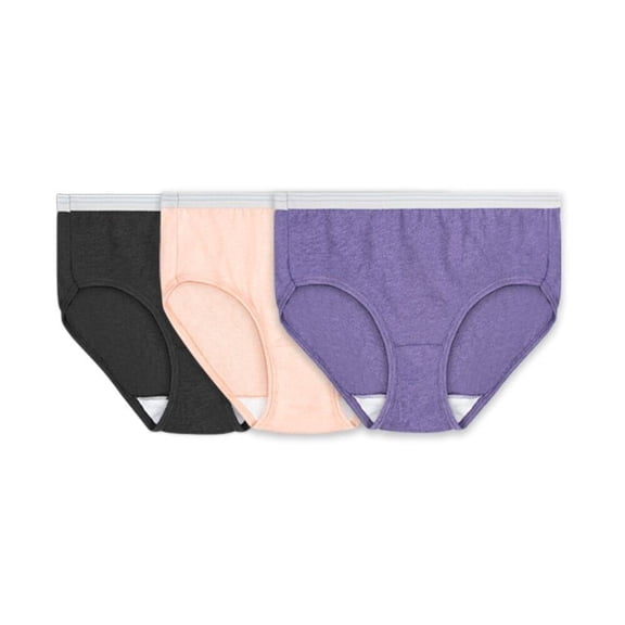 Pantaleta Fruit of the Loom para dama, Colección Algodón Premium, Multicolor, Talla 5, 3 Piezas